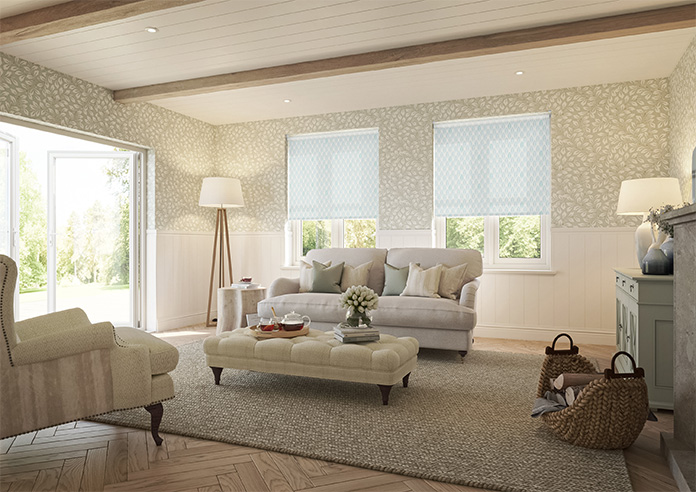 Leafy Print, Robin Blue - Roller Blind - Image 7